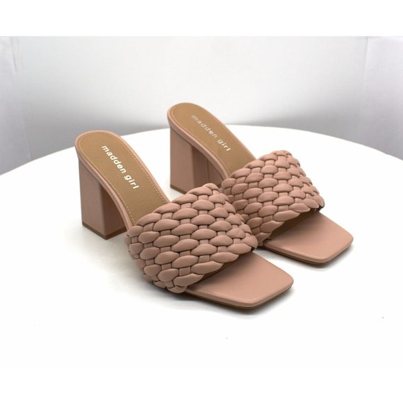 Madden Girl Shoes - Madden Girl Golden-w Braided Block-Heel Mule Sandals